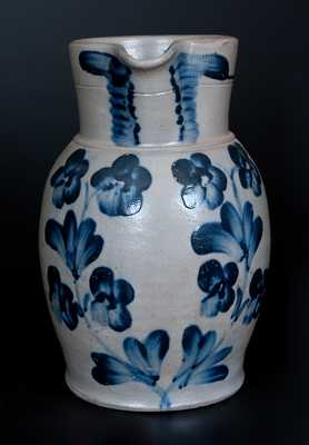 Fine Baltimore Stoneware Pitcher w/ Cobalt Floral Decoration, circa 1845