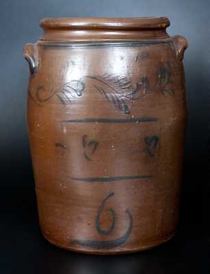 Six-Gallon Stoneware Jar w/ Freehand Cobalt Decoration, att. D.G. Thompson, Morgantown, WV