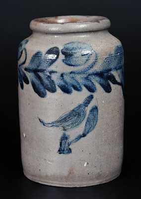 Very Rare  att. Henry Remmey, Philadelphia Incised Stoneware Bird Jar