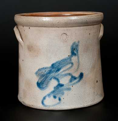 Six-Quart Stoneware Bird Crock, Ellenville or Poughkeepsie, NY origin