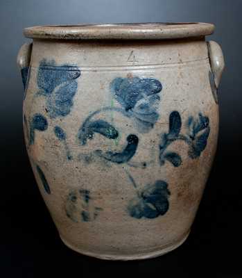 Scarce Four-Gallon MCKENZIE & JACKSON / BEAVER, PA Stoneware Jar w/ Elaborate Cobalt Floral Decoration