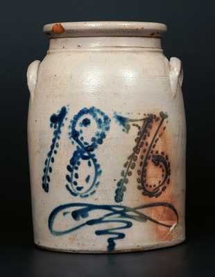 NY State Stoneware Jar with Elaborate Cobalt 1876