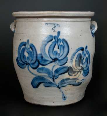 4 Gal. PFALTZGRAFF & CO. (York, PA) Stoneware Jar w/ Bold Cobalt Floral Decoration