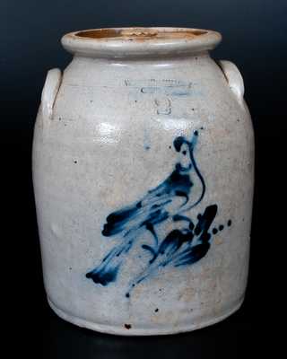 2 Gal. WEST TROY POTTERY Stoneware Lidded Jar with Bird Decoration