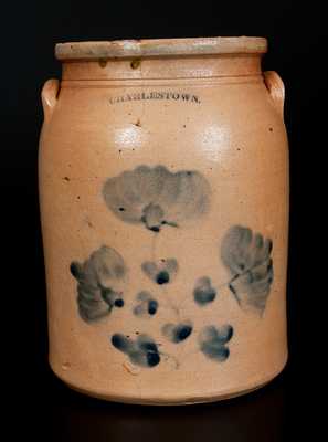 1 Gal. CHARLESTOWN Stoneware Jar with Cobalt Floral Decoration