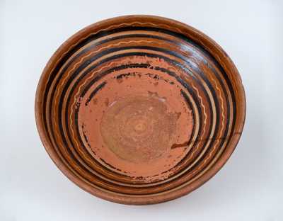 Rare Hagerstown, MD Redware Handled Bowl, late 18th century