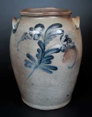 James River (Virginia) Ovoid Stoneware Jar w/ Cobalt Floral Decoration