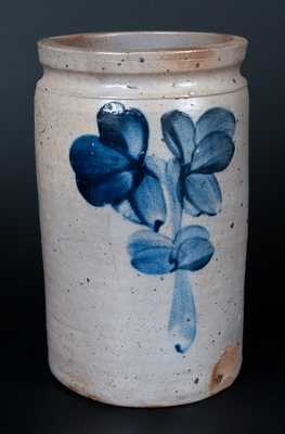 1 Gal. P. HERRMANN Stoneware Jar w/ Cobalt Floral Decoration