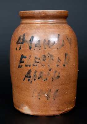 Rare Stoneware Political Crock, possibly Smith, Norwalk, Connecticut