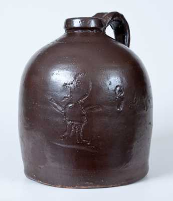 George Suttles, La Verna, TX Stoneware Jug with Incised Man and Initials