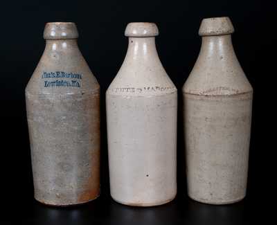 Lot of Three: Stoneware Bottles Impressed ROCHESTER, N.Y., CAMOTTE & MAROHAND, and Cha's. E. Barbour / Lewiston, Me.