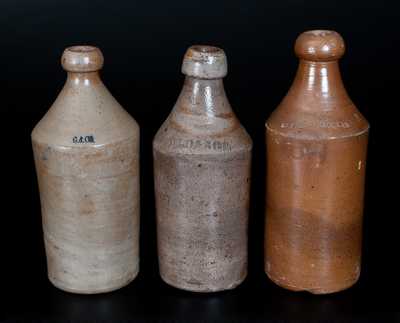 Lot of Three: Stoneware Bottles Impressed S. S. KNICKERBOCKER, D. L. O. & SON, and G & CO.