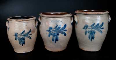 Lot of Three: Graduated H. B PFALTZGRAFF / YORK, PA Stoneware Jars w/ Nearly-Identical Decorations