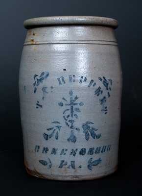 1 Gal. T. F. REPPERT / GREENSBORO, PA Stoneware Jar with Cross Decoration
