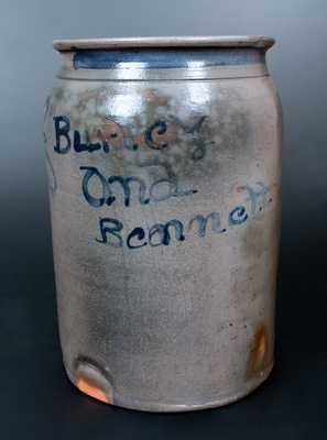 Extremely Rare Burley and Bennett, Barbour County, West Virginia Stoneware Jar