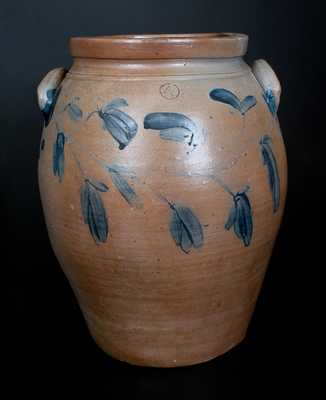 4 Gal. Stoneware Jar with Cobalt Vine Decoration, Mid-Atlantic Origin circa 1870