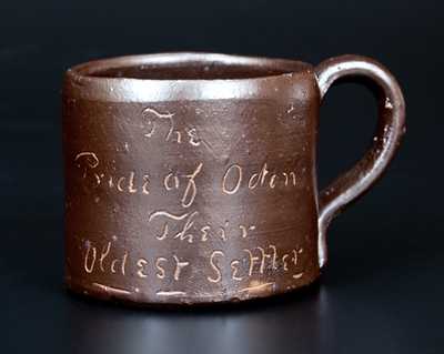Fine Loogootee Pottery Indiana Toad Mug w/ Inscription Honoring Odin, IL Founder Thomas Deadmond
