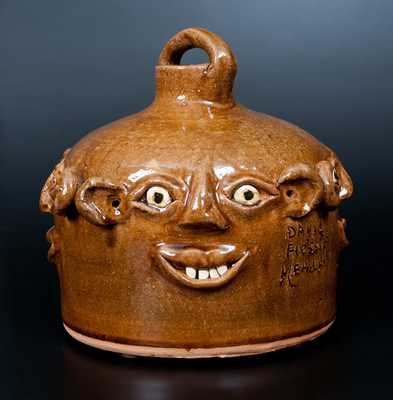 David and Flossie Meaders Four-Sided Stoneware Face Jug