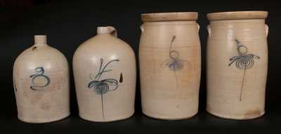 Lot of Four: Midwestern Stoneware Vessels with Large Gallon Capacity Numerals