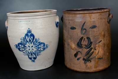 Lot of Two: 6 Gal. Stoneware Crocks incl. F. H. COWDEN / HARRISBURG, PA Example