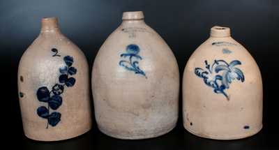 Lot of Three: Decorated Stoneware Jugs, Two A. O. WHITTEMORE / HAVANA, NY