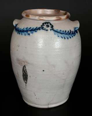 4 Gal. Baltimore Stoneware Crock w/ Slip-Trailed Floral Decoration, c1820