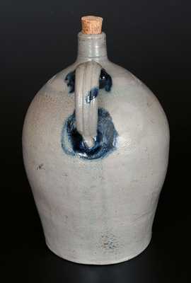 Extremely Rare Baltimore Stoneware Jug with Slip-Trailed Floral Decoration, c1820-1825