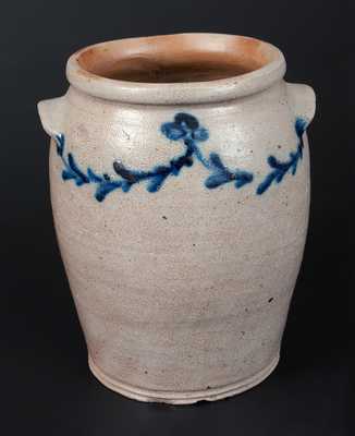 1 Gal. Stoneware Crock with Slip-Trailed Floral Decoration attrib. Wm Morgan