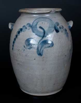 1 1/2 Gal. Att. H. Smith & Co., Alexandria, VA Stoneware Crock with Floral Decoration