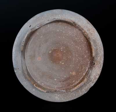 Unusual Baltimore Stoneware Lid w/ Elaborate Slip-Trailed Decoration, circa 1840