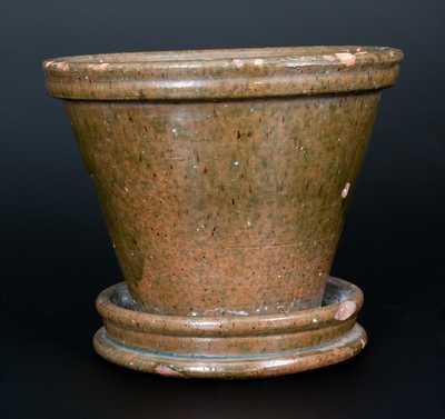 Scarce Copper-Glazed Redware Flowerpot, att. Daniel M. Baker, Waynesboro, PA
