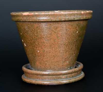 Scarce Copper-Glazed Redware Flowerpot, att. Daniel M. Baker, Waynesboro, PA
