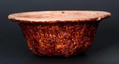 Scarce Glazed Redware Hanging Flowerpot, Stamped "JOHN W. BELL / Waynesboro, Pa."