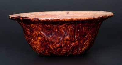 Scarce Glazed Redware Hanging Flowerpot, Stamped 