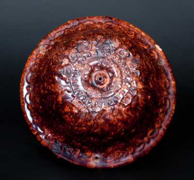 Scarce Glazed Redware Hanging Flowerpot, Stamped 
