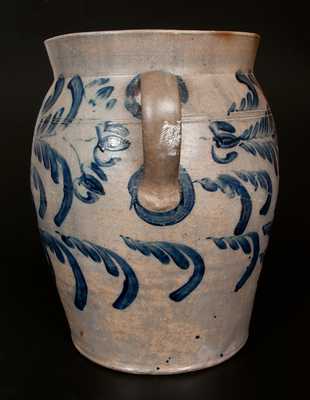 Monumental 10 Gal. Open-Handled Baltimore Stoneware Jar w/ Profuse Cobalt Floral Decoration