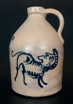 Extremely Rare J. & E. NORTON / BENNINGTON, VT Stoneware Jug w/ Mythical Creature and Bird Designs