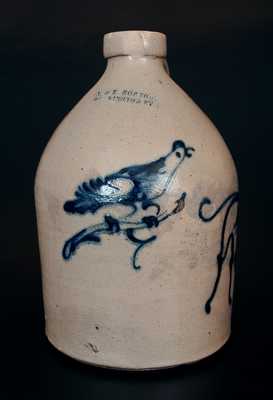 Extremely Rare J. & E. NORTON / BENNINGTON, VT Stoneware Jug w/ Mythical Creature and Bird Designs