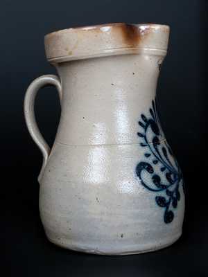 New England Stoneware Pitcher with Slip-Trailed Decoration