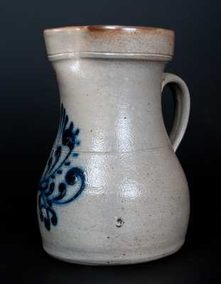 New England Stoneware Pitcher with Slip-Trailed Decoration