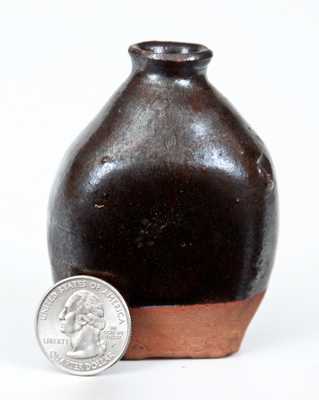 Miniature Redware Flask with Manganese Slip Coating