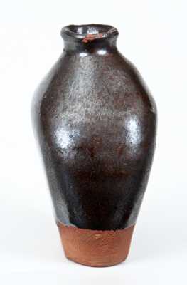 Miniature Redware Flask with Manganese Slip Coating
