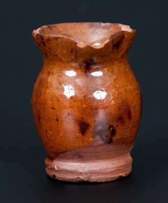 Miniature Redware Pitcher with Manganese Decoration