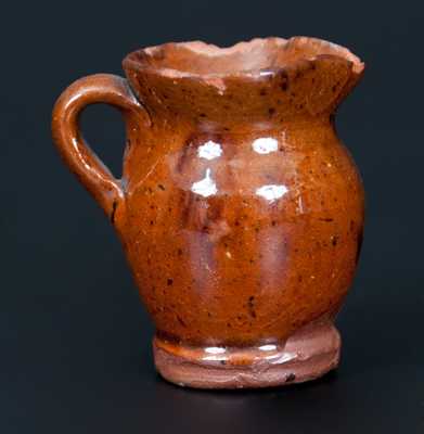 Miniature Redware Pitcher with Manganese Decoration