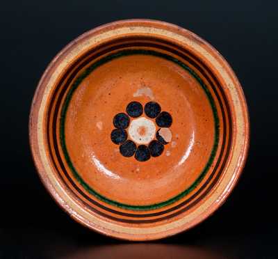 Small-Sized Redware Bowl with Elaborate Slip Decoration, probably Berks County, PA