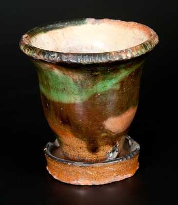 Small-Sized Shenandoah Valley Multi-Glazed Redware Flowerpot, attrib. S. Bell & Son, Strasburg, VA