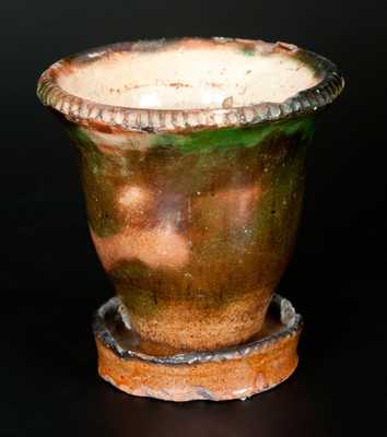 Small-Sized Shenandoah Valley Multi-Glazed Redware Flowerpot, attrib. S. Bell & Son, Strasburg, VA