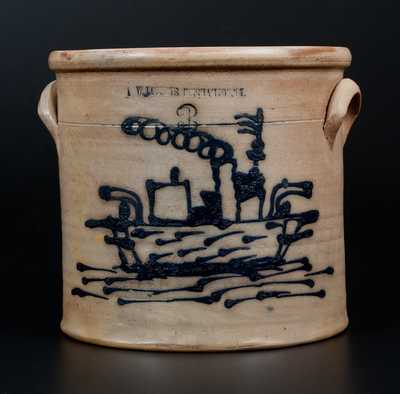 Extremely Rare W. ROBERTS / BINGHAMTON NY Stoneware Ship Crock