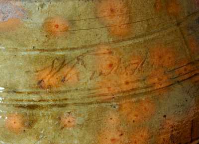 Extremely Rare Whately, MA Redware Presentation Crock Made by Potter Lemuel A. Wait for Future Wife Louisa Dickinson