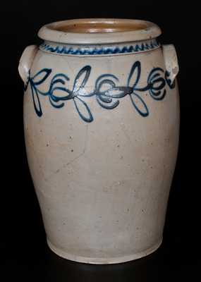 Fine B. C. MILBURN / ALEXA., Alexandria, VA Stoneware Jar w/ Slip-Trailed Floral Decoration